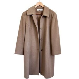 Vintage Liz Claiborne Womens Trench Coat Size 14 Tan Camel Hair Old Money Preppy